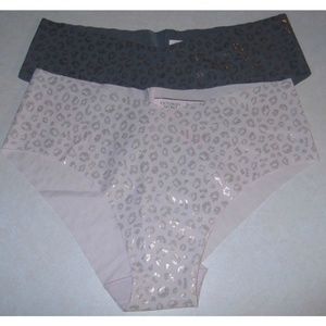 Victorias Secret Pink Gray Panties Lot 2 L New